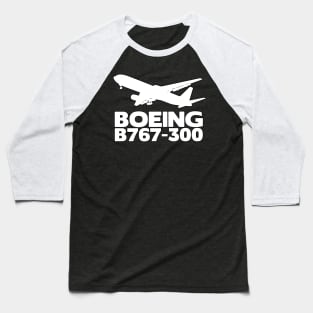 Boeing B767-300 Silhouette Print (White) Baseball T-Shirt